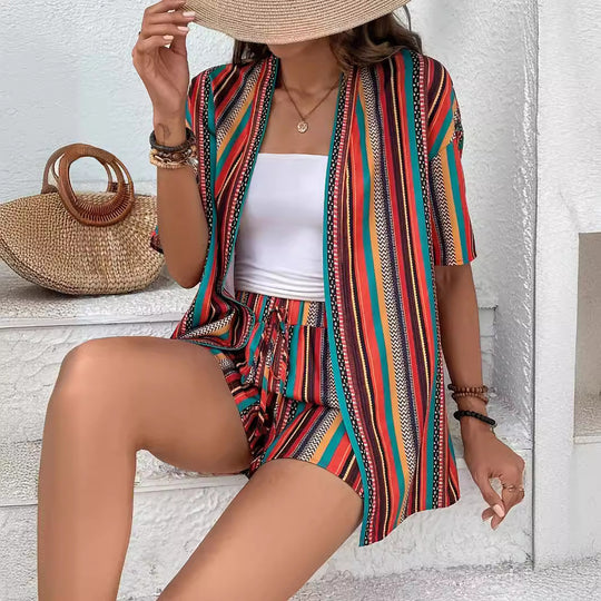 Damen farbenfrohes Resort-Outfit EB