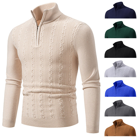 Herren Strickpullover mit modernem Stehkragen und strukturierter Fläche EB