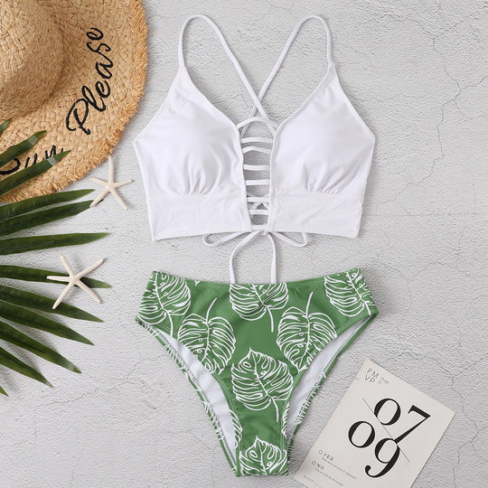 Damen Bikini-Set mit verspieltem Rüschendesign und hoch geschnittenen Höschen EB