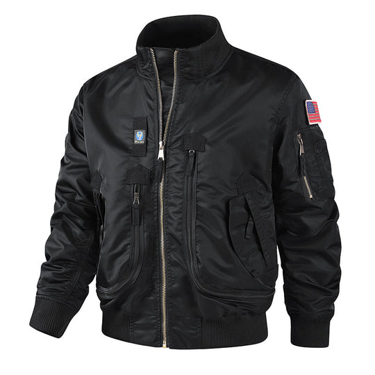 Herren bomberjacke mit hohem Kragen und multifunktionalen Taschen EB