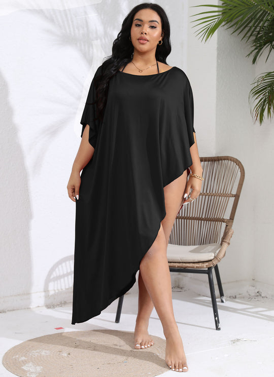 Damen luftiger Strandüberwurf mit elegantem asymmetrischen Schnitt EB