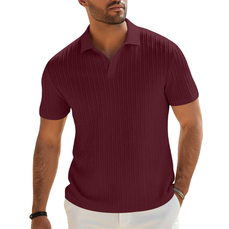 Herren Feinstrick-Polo mit strukturiertem Zopfmuster und weichem Baumwollmix EB