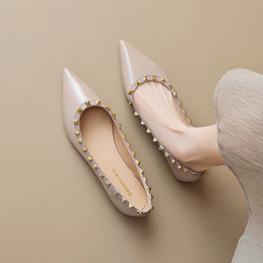 Damen spitze Ballerinas mit stylishen Nietenapplikationen EB