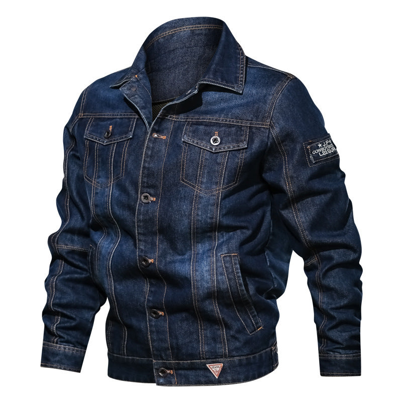 Herren Denim-Truckerjacke mit markanten Kontrastnähten und Brusttaschen EB