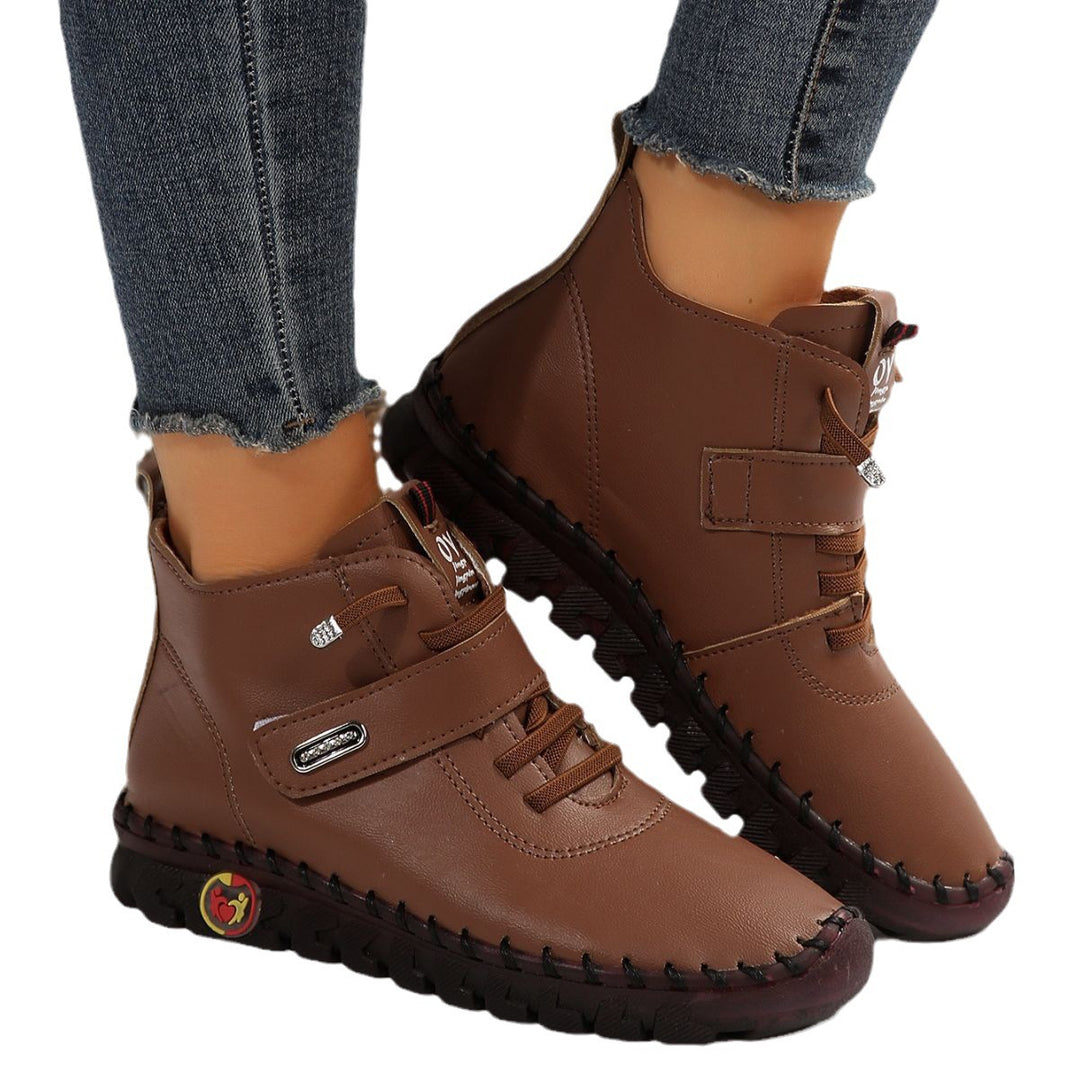 Damen modische Ankle Boots mit komfortablem Klettverschluss und rutschfester Sohle EB