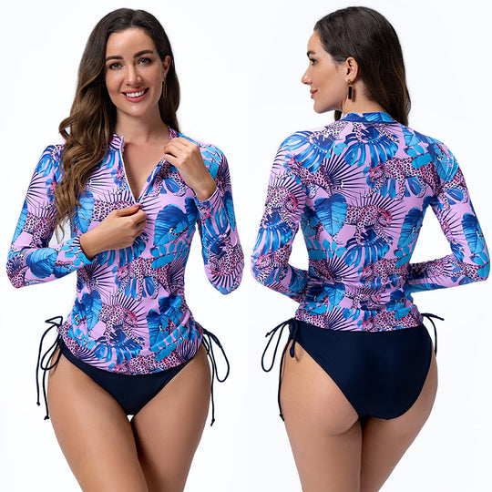 Damen Sportlicher Langarm Rashguard mit floralem Muster EB
