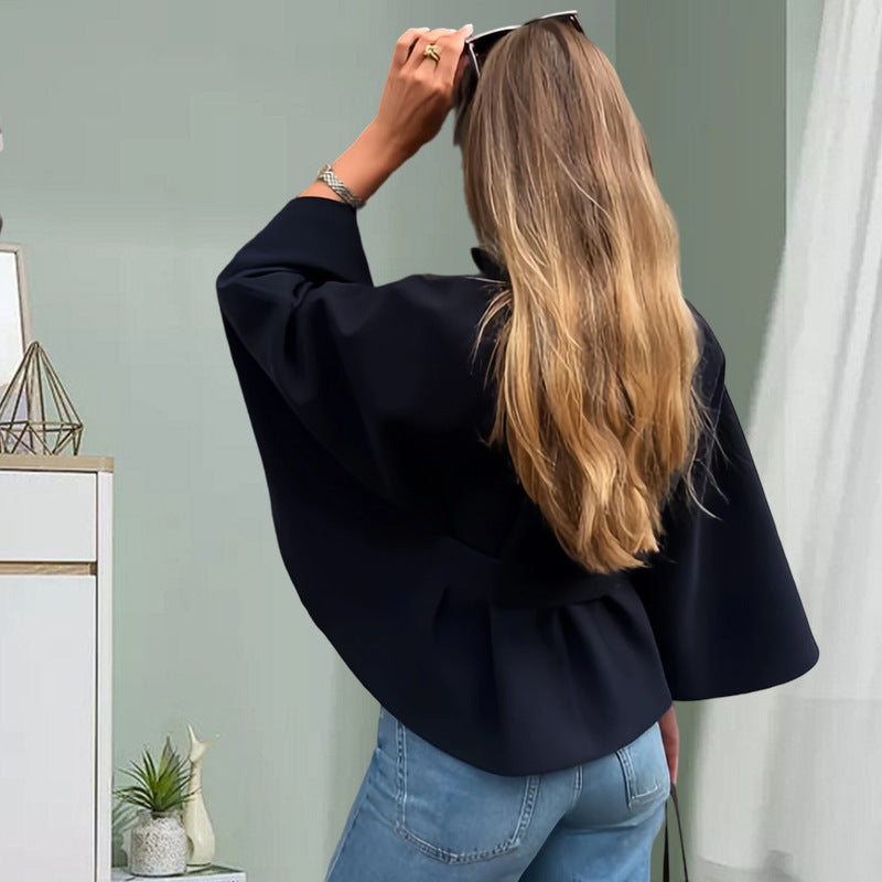 Damen elegante Überwurfjacke mit modernem Knopfdetail EB