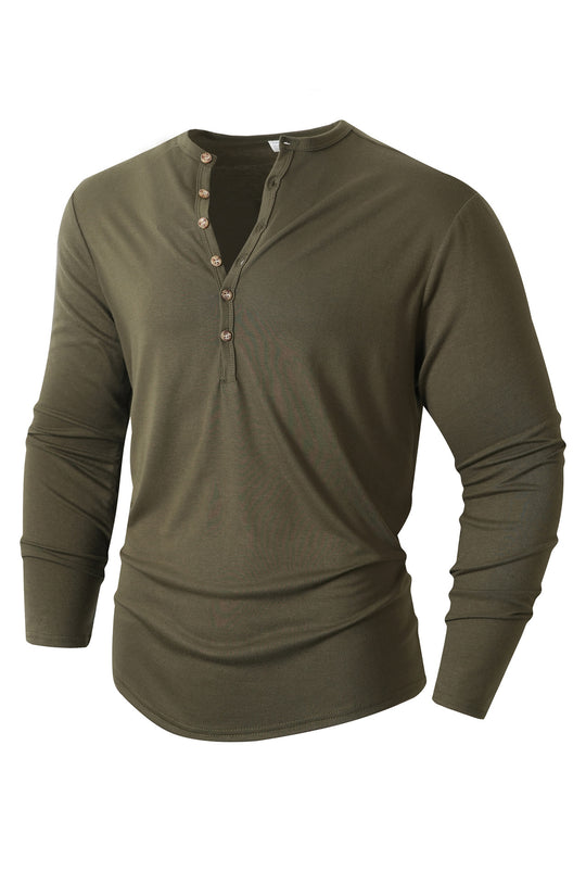 Herren Langarm Henley-Shirt mit Knopfleiste und weichem Baumwollmix EB