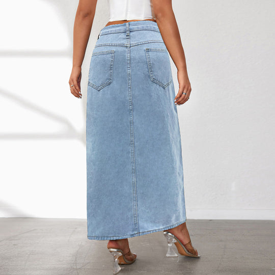 Damen Jeansrock mit hohem Schlitz und lässigem Schnitt EB