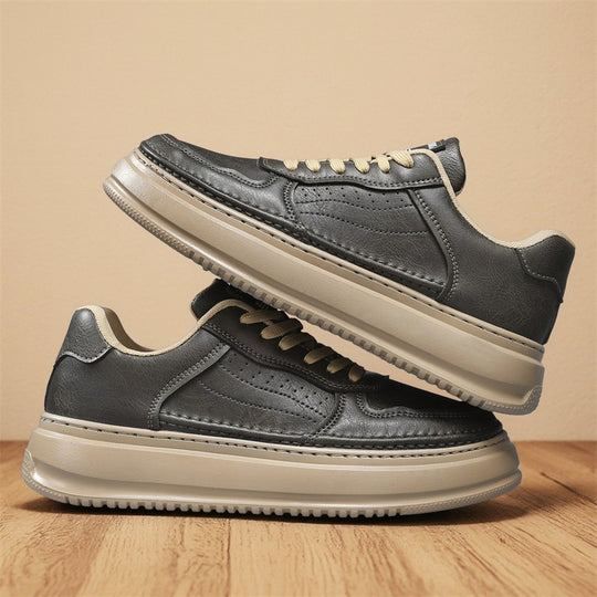 Damen Elegante Leder Sneakers mit gedämpfter Sohle EB