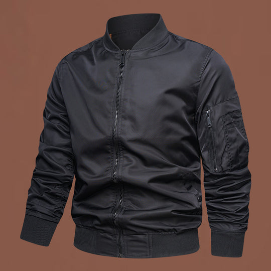 Herren nan leichte Nylon-Bomberjacke mit Ärmel-Reißverschlusstasche und elastischen Bündchen EB