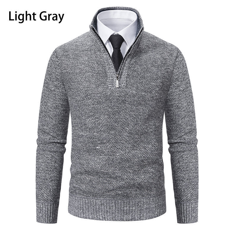 Herren Strickpullover mit modernem Reißverschluss und strukturiertem Design EB