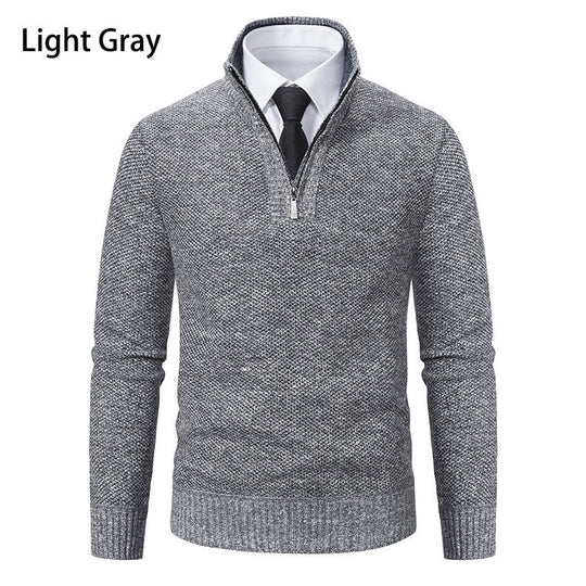 Herren Strickpullover mit modernem Reißverschluss und strukturiertem Design EB