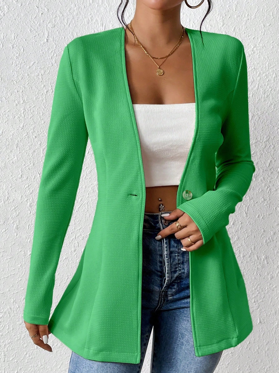 Damen elegante Blazerjacke mit asymmetrischem Schnitt EB