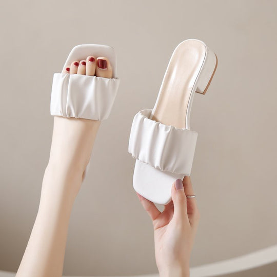 Damen elegante Mules mit modischer Raffung EB