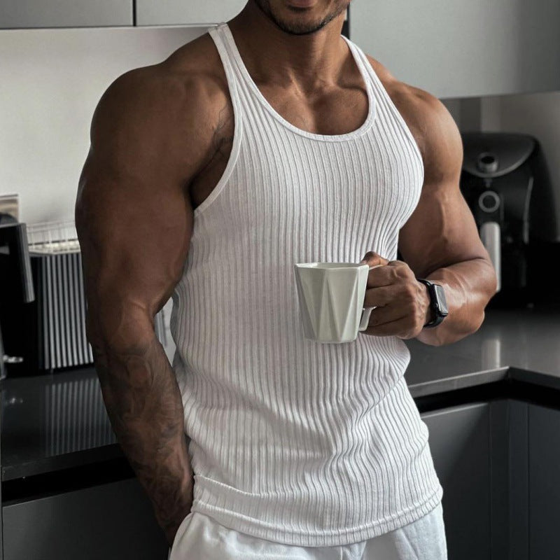 Herren nan geripptes Muskelshirt mit U-Ausschnitt und stretchigem Baumwollmix EB