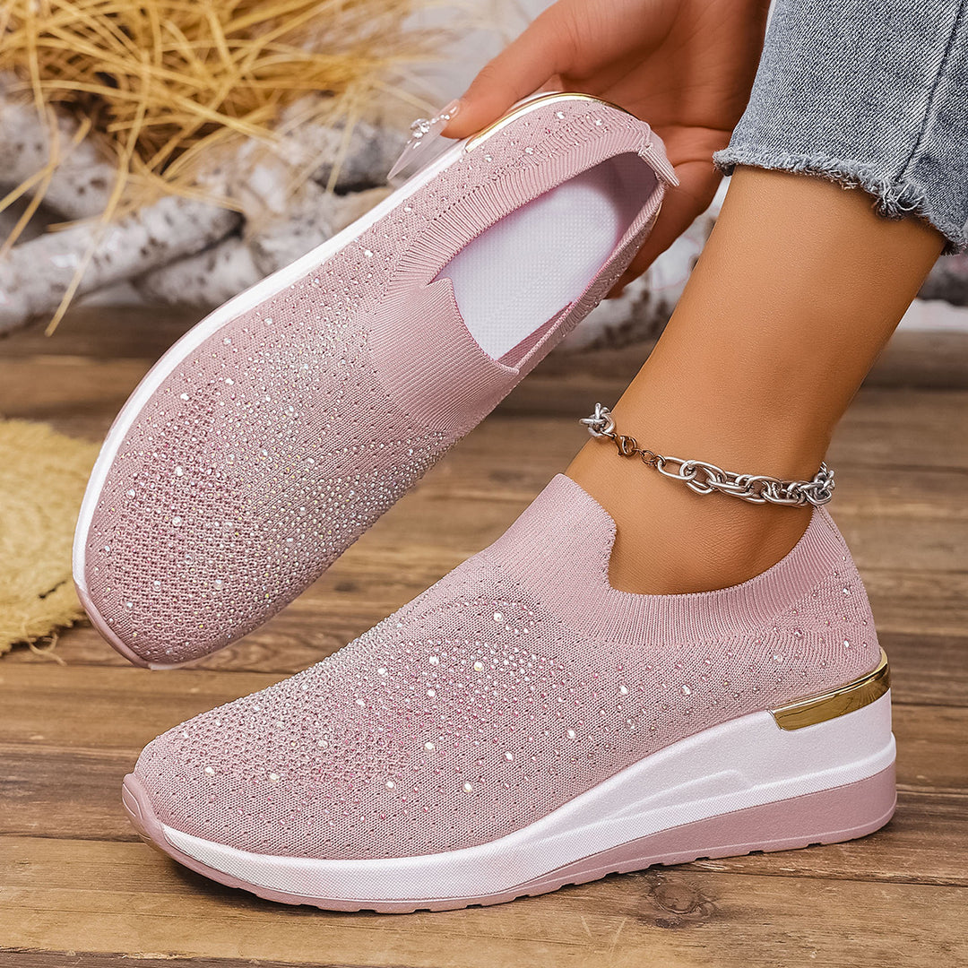 Damen Modische Slip-On Sneakers mit funkelndem Design und dämpfender Sohle EB