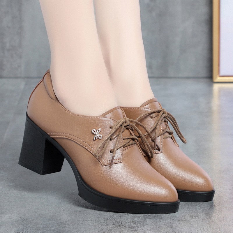 Damen Elegante Schnür-Pumps mit klassischem Blockabsatz und modischer Spitzensilhouette EB