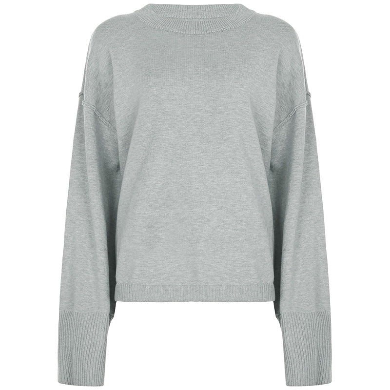 Damen nan kaschmirähnliches Strick-Lounge-Set mit Oversize-Pullover und weiten Palazzo-Hosen EB