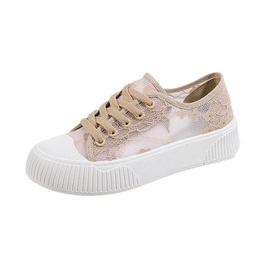 Damen Sneakers mit floralen Spitzenapplikationen und luftiger Netzstruktur EB