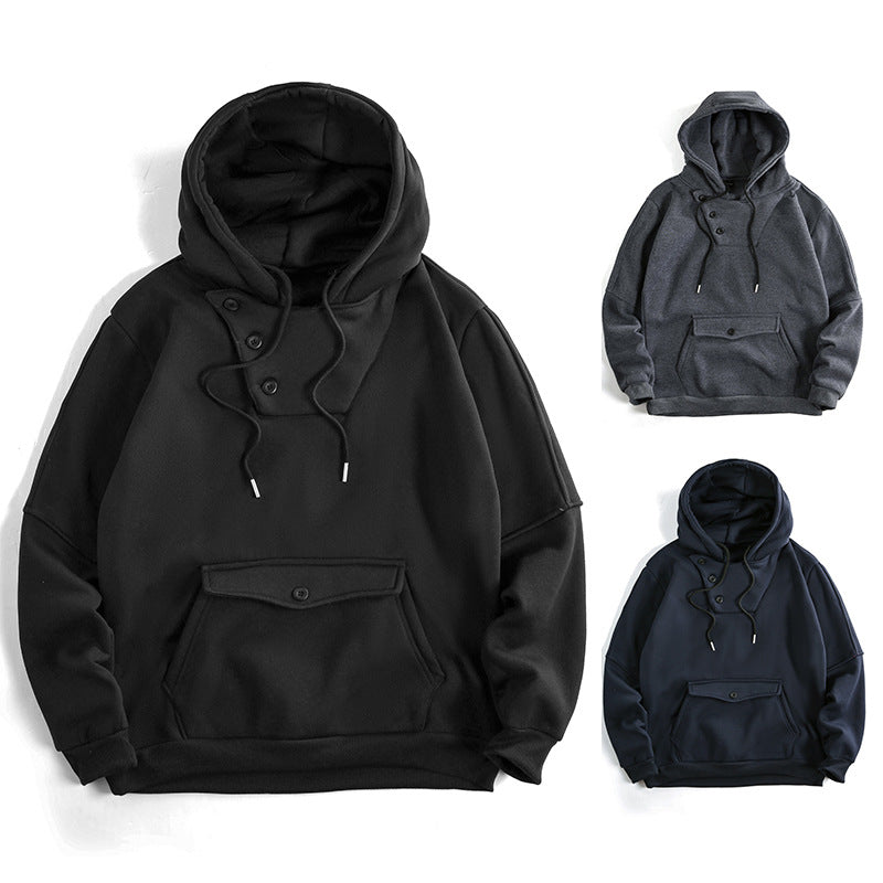 Herren lässiger Kapuzenpullover mit Knopfdetails und praktischen Taschen EB