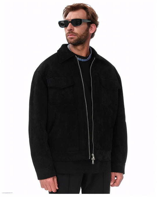Herren Suede-Jacke mit modernen Taschen EB