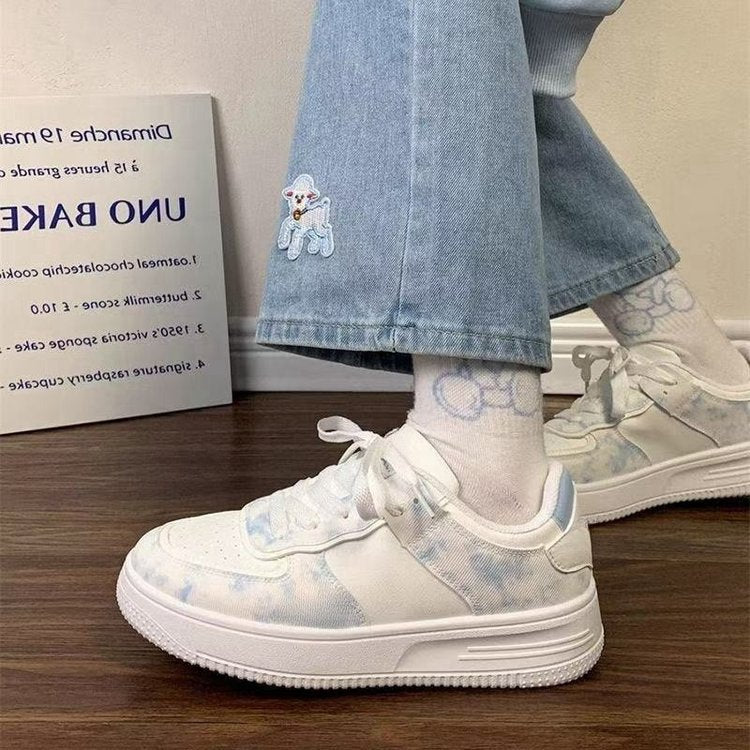 Damen Sneakers mit Wasserfarbigem Muster und dämpfendem Sohlenprofil EB