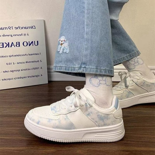 Damen Sneakers mit Wasserfarbigem Muster und dämpfendem Sohlenprofil EB