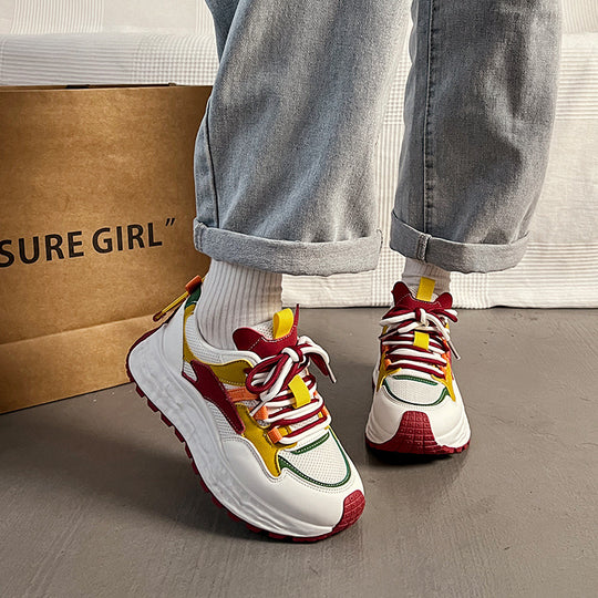 Damen Sportliche Chunky Sneakers mit elastischem Schnürsystem und farbenfrohen Akzenten EB