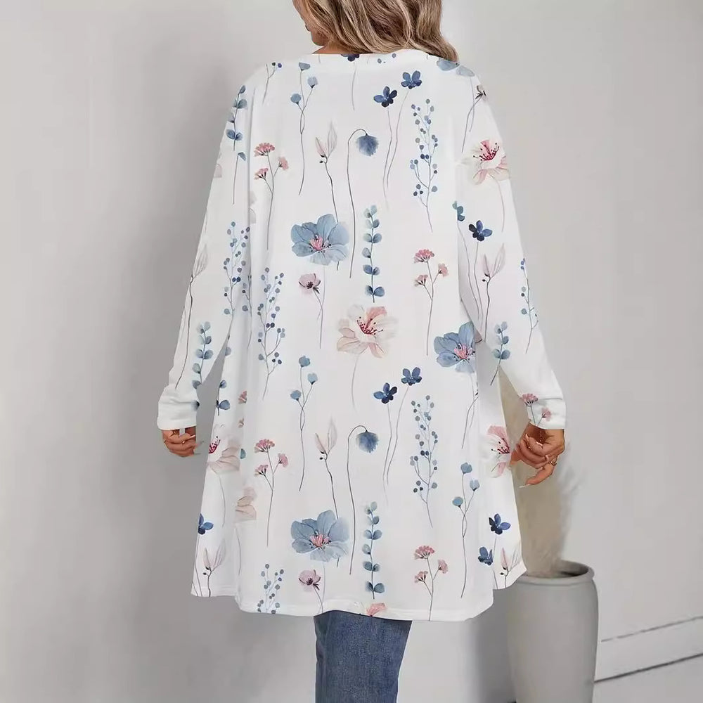 Damen Blütenmotiv Cardigan mit weitem Schnitt EB