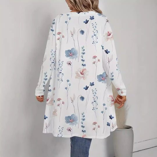 Damen Blütenmotiv Cardigan mit weitem Schnitt EB
