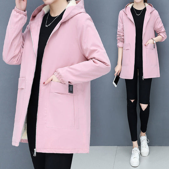 Damen Übergangsjacke mit fleecegefütterter Kapuze und praktischen Taschen EB