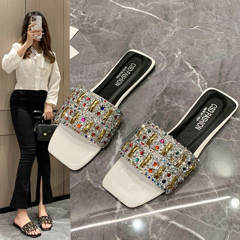 Damen Glamouröse Slipper mit funkelndem Strass EB