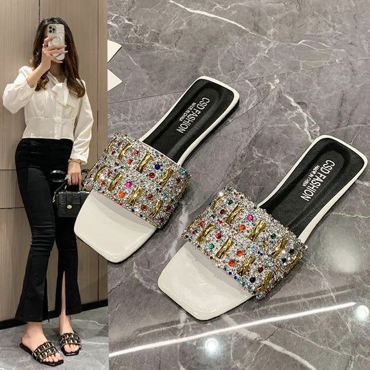 Damen Glamouröse Slipper mit funkelndem Strass EB