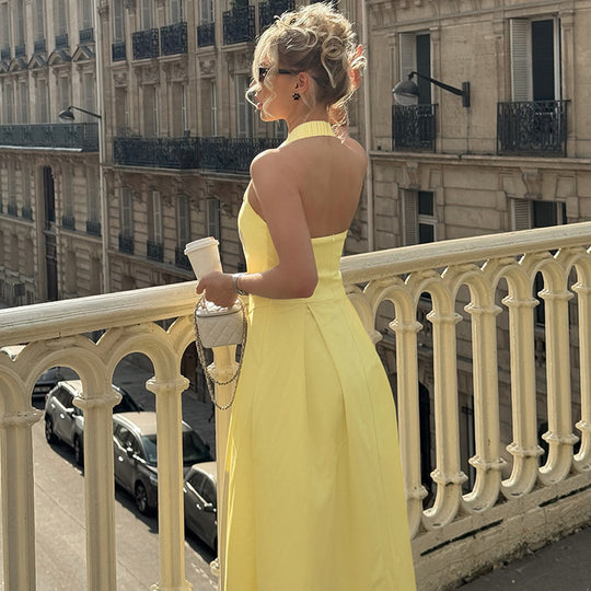 Damen Edles Maxikleid mit quadratischem Ausschnitt und schmalem Taillenband EB