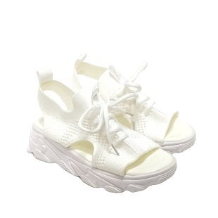 Damen sportive Sandalen mit hochgezogenem Plateau EB
