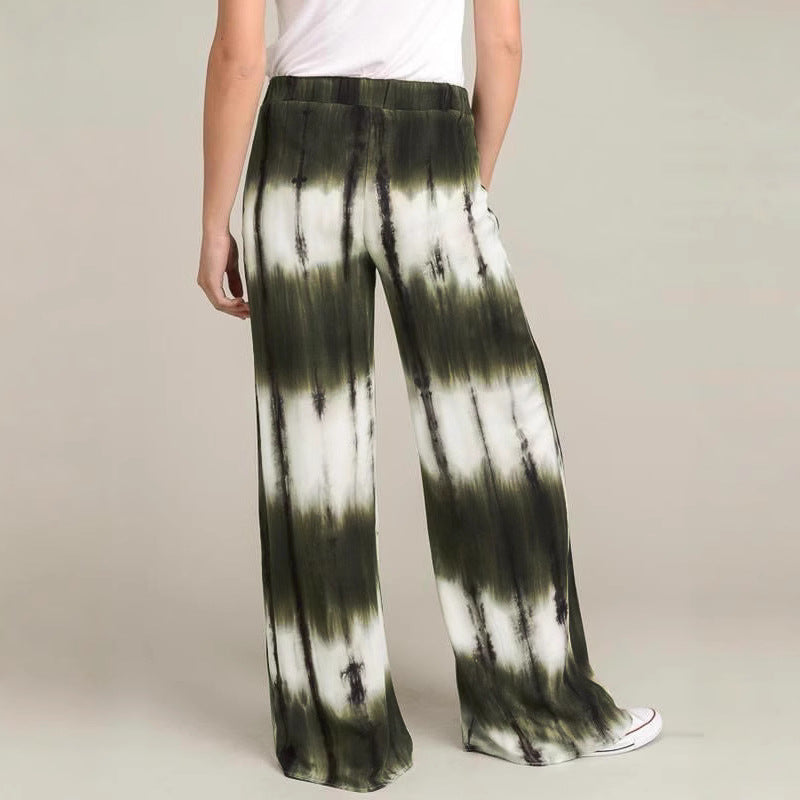 Damen Weite Stoffhose mit einzigartigem Batikdesign EB