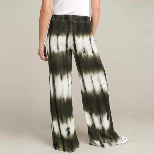 Damen Weite Stoffhose mit einzigartigem Batikdesign EB