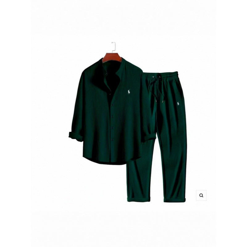 Damen Schlafanzugset mit elegantem Hemd und bequemen Hosen EB