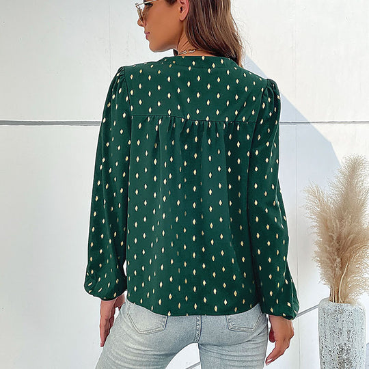 Damen elegante Bluse mit geschlagenen Ärmel EB