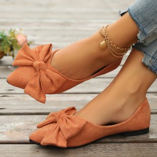 Damen Ballerinas mit dekorativem Schleifen-Design und spitzem Zehenbereich EB