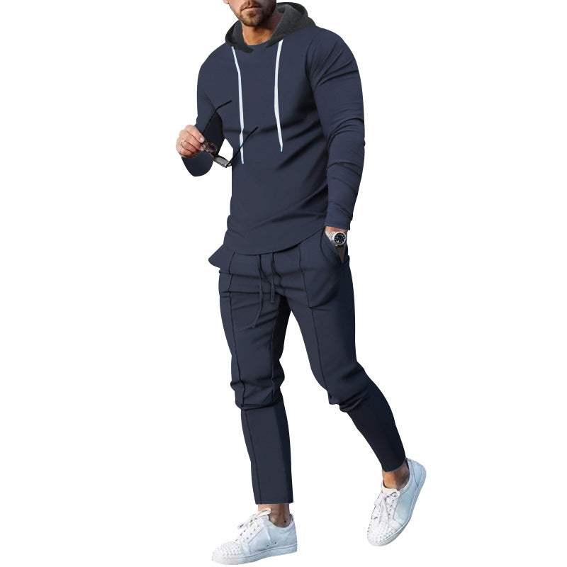 Herren nan zweiteiliges Kapuzen-Lounge-Set mit schmal geschnittenem Kapuzenpullover und tapered Jogginghose EB