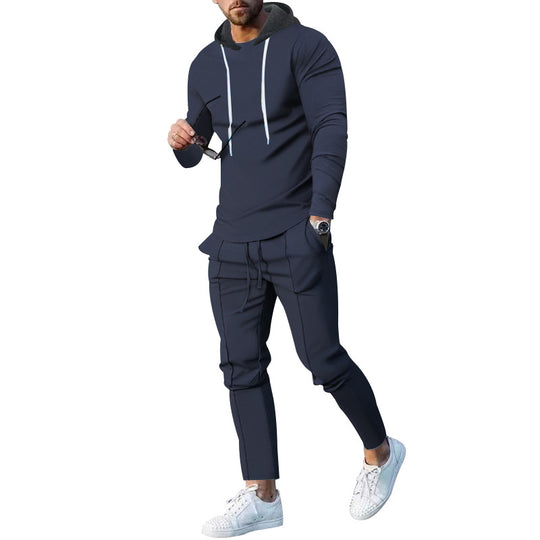 Herren nan zweiteiliges Kapuzen-Lounge-Set mit schmal geschnittenem Kapuzenpullover und tapered Jogginghose EB
