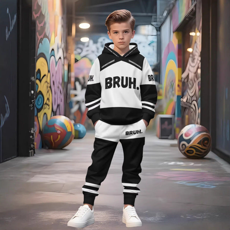 Unisex nan Kinder Jogginganzug mit Kapuzenpullover und detailreichem Auto-Print EB