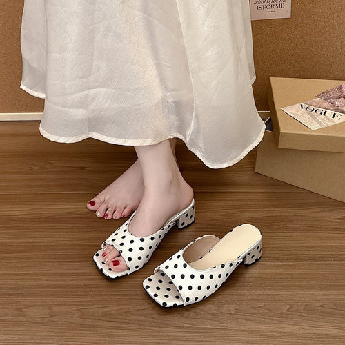Damen elegante Mules mit offenem Zehenbereich und niedrigem Blockabsatz EB