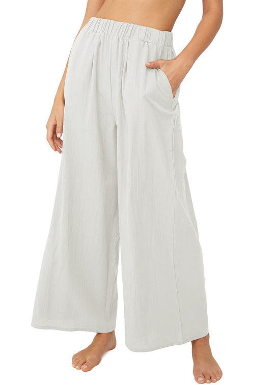 Damen Weit geschnittene Sommerhose mit elastischem Bund und praktischen Seitentaschen EB