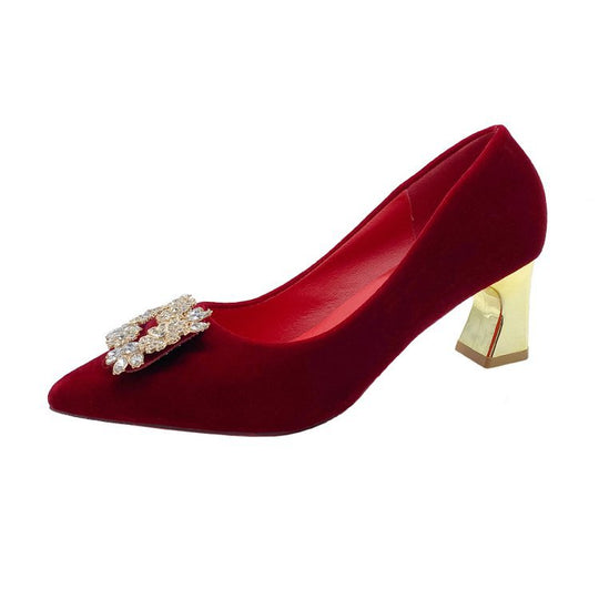 Damen elegante Pumps mit glitzerndem Strassakzent und moderner Fessel EB