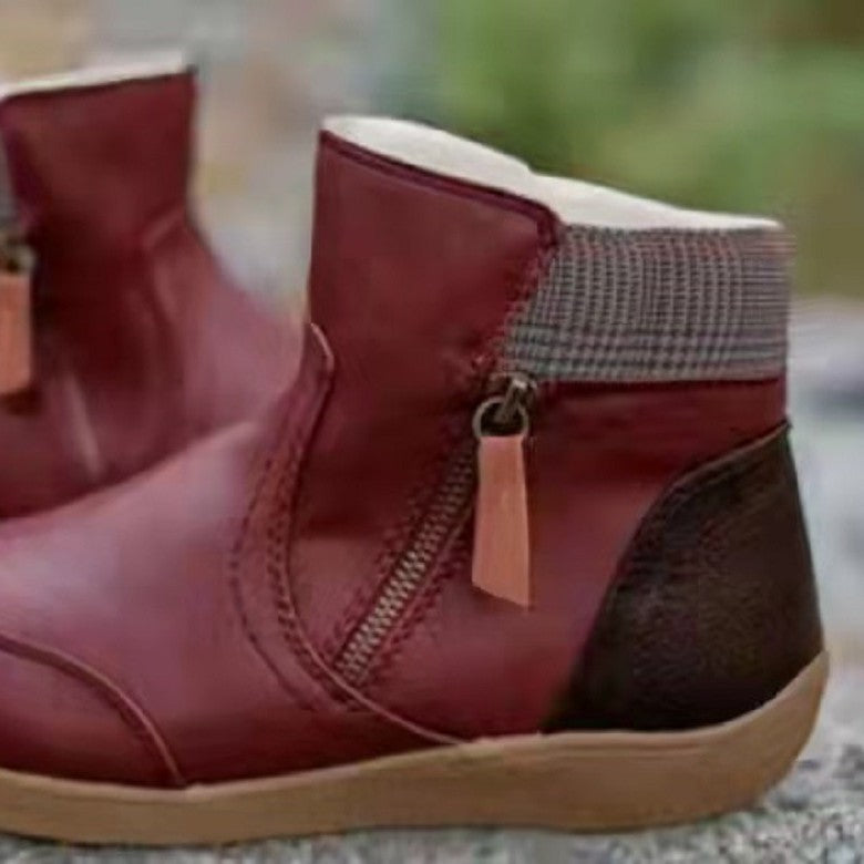 Damen modische Stiefeletten mit seitlichem Reißverschluss und bequemer Sohle EB