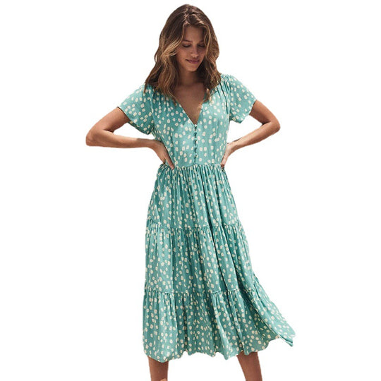 Damen Midikleid mit lockerer Passform und schickem Rüschendesign EB