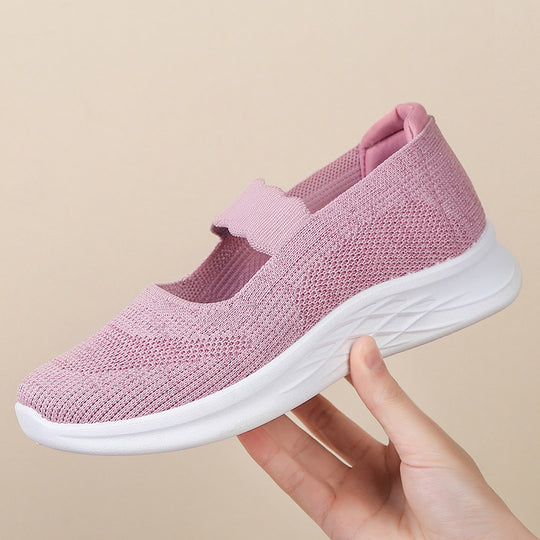Damen bequeme Sneaker mit elastischen Riemen EB